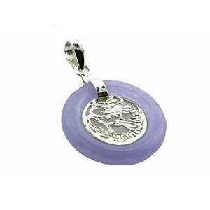  Lavender Jade Enclosed Dragon Pendant, 925 Sterling Silver 