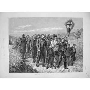   1885 Fine Art Prayer Procession Rain Germany Country