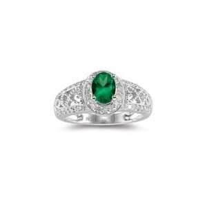  0.44 Ct Diamond & 0.62 Ct Emerald Ring in 14K White Gold 4 