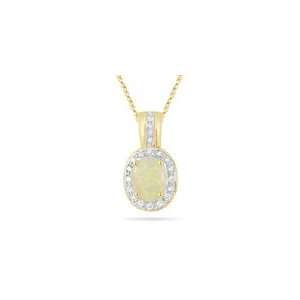  0.11 Cts Diamond & 1.50 Cts Opal Pendant in 14K Yellow 