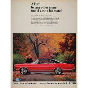 1967 Print Ad Red Ford Galaxie 500 Automobile Car Man   Original Print 
