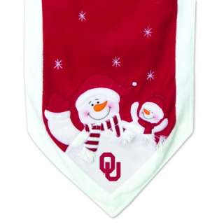 Oklahoma Sooners 72 Snowman Christmas Table Runner  
