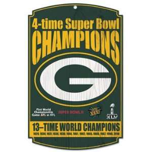 Green Bay Packers 4x Super Bowl 13x World Champions Wood Sign:  