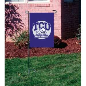  TCU HORNED FROGS OFFICIAL LOGO GARDEN FLAG + STAND: Sports 