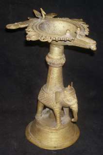Traditional Indian Ritual Bronze Elephant Oil Lamp Rare  