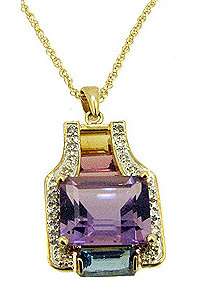14k Amethyst Pendant with Diamonds  Estate Collection  