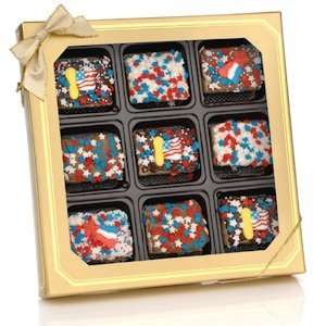 Patriotic Chocolate Dipped Mini Krispies Gift Box:  Grocery 