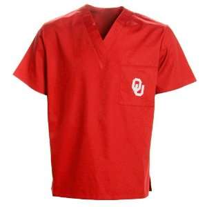  NCAA Oklahoma Sooners Single Logo Scrub Top   Crimson 
