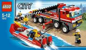 NEW LEGO 7213 OFF ROAD FIRE TRUCK & FIREBOAT SET city town fireman 