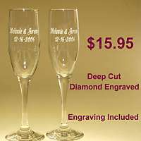 Engraved Wedding Flutes Personalized Toasting Glasses  