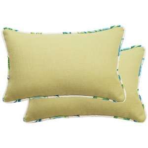   of 2 Green Rectangular Welt Cording Outdoor Pillows: Home & Kitchen