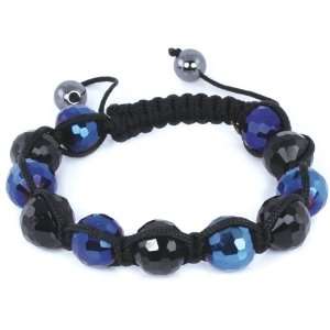   & Black Crystal Unisex Bracelet with Adjustable Slip knot Jewelry