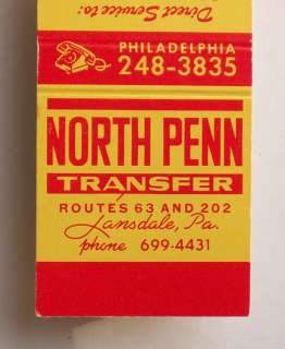 1970 Matchbook North Penn Transfer Trucking Lansdale PA  
