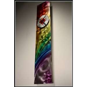   Painting on Metal Sculpture Rainbow Art Wall Clock: Home & Kitchen