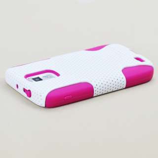 Samsung Galaxy S2 T989 T Mobile White Pink Hybrid Case Cover + Screen 