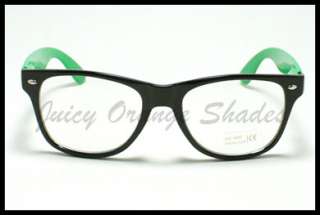 NERDY HORN RIMMED Classic CLEAR LENS Eyeglasses Frame 2 Tone BLACK 