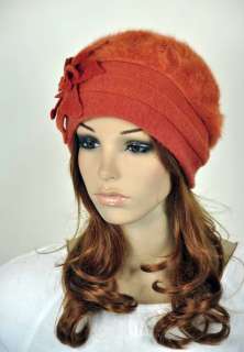 Winter Warm Rabbit Fur Fashion Womens Dress Hat Beanie Cap Flower 