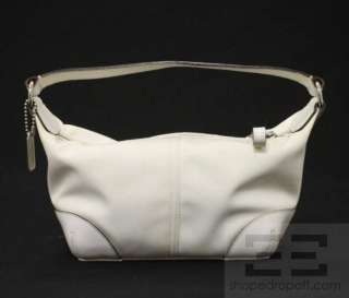 Coach 2pc White Canvas Handbag & Brown Monogram Wristlet Set  