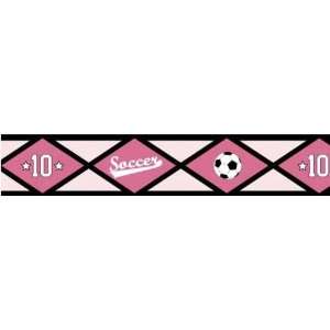  Soccer Pink Wallpaper Border by JoJo Designs White Baby