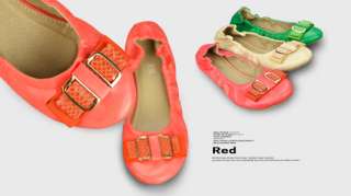   Flats Cute Shoes Round Toe Comfort Red Beige Green Pumps B22Z  