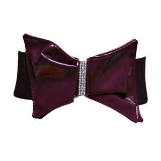    Purple Elastic Dramatic Big Bow Belt W/Rhinestones Clothing