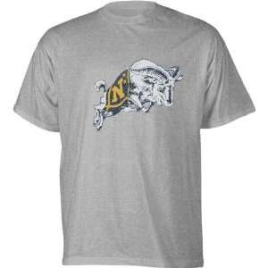  Navy Midshipmen Grey Distressed Mascot T Shirt Sports 