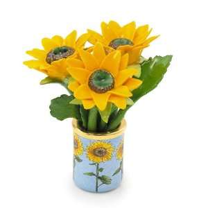 Halcyon Days Enamels Sunflowers Floral Vase Bonbonniere
