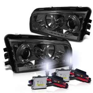   Kit+ 06 10 Dodge Charger Halo Smoked Projector Head Lights: Automotive