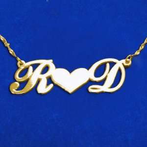  Personalized 14k Gold Couples Heart Necklace Jewelry