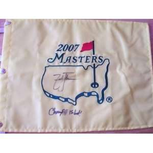  Zach Johnson Signed 2007 Masters Flag Champion Rare 