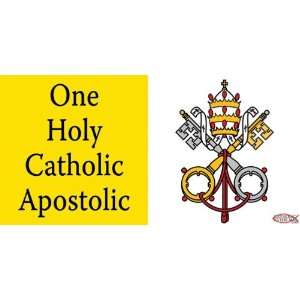  One Holy Catholic Apostolic   Vatican Flag Bumper Sticker 