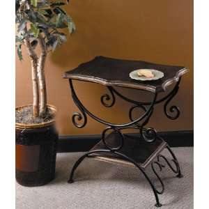  TWO TIER COPPER TOP TABLE