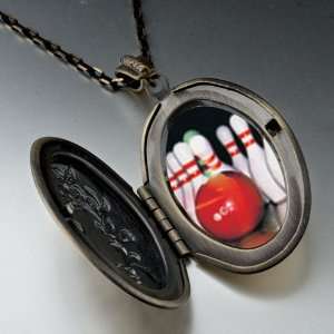 Bowling Pins Photo Locket Pendant Necklace