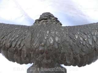 28 Huge marble pedestal bronze Hunt king eagle STATUE  
