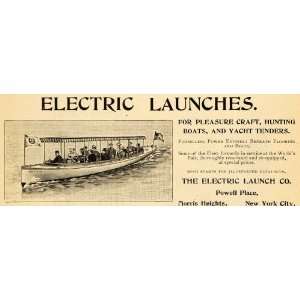  1895 Ad Electric Launch Pleasure Craft Hunt Boat Yacht 