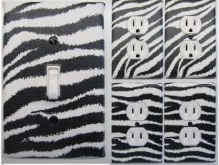 Zebra Print Light Switch & Outlet Covers Set of 1 switch and 4 outlets 