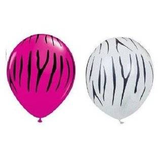  11 Zebra Print with Black & Pink Balloons 12pk: Health 