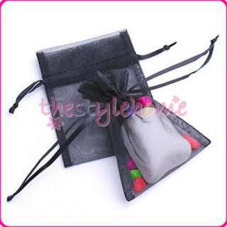 Black Organza Drawstring Jewelry Gift Pouches Bags 50pc  