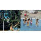   Clear Stainless Combo Swimming Pool Basketball Hoop and Volleyball Set