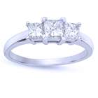   14k White Gold Three Stone Engagement Ring (Size 5.5   Other Sizes