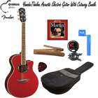   Red Metallic Thinline Acoustic Electric Guitar With Cutaway Kit