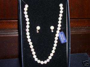 Sterling Silver & Freshwater Pearl Necklace & Earring Set, New  