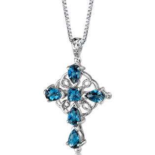 White Topaz Cross Pendant in Sterling Silver  Jewelry Gemstones 