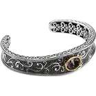 Amethyst Diamond Bangle in Sterling Silver with 14K Flash Coat