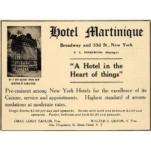 1908 Ad Hotel Martinique New York Rates Walter S Gilson   Original 