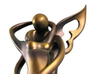 Abstract Golden ANGEL KISS Couple Statue Lovers  