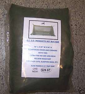 NEW MILITARY MOSQUITO BUG BAR/NET COVERS 76x29x54  