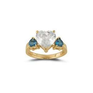    Blue & White Topaz Heart Ring in 10K Yellow Gold 7.0 Jewelry