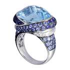   18K White Gold RKhordipour Blue Sapphire, Blue Topaz & Diamond Ring