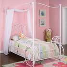   Emily Chic White with Pink Sand Through Carriage Canopy Twin Size Bed